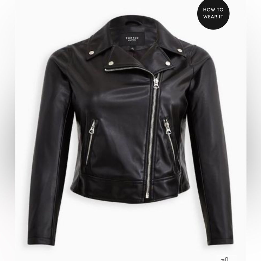 Torrid black Faux Leather Asymmetrical Moto Jacket size 0 (12)